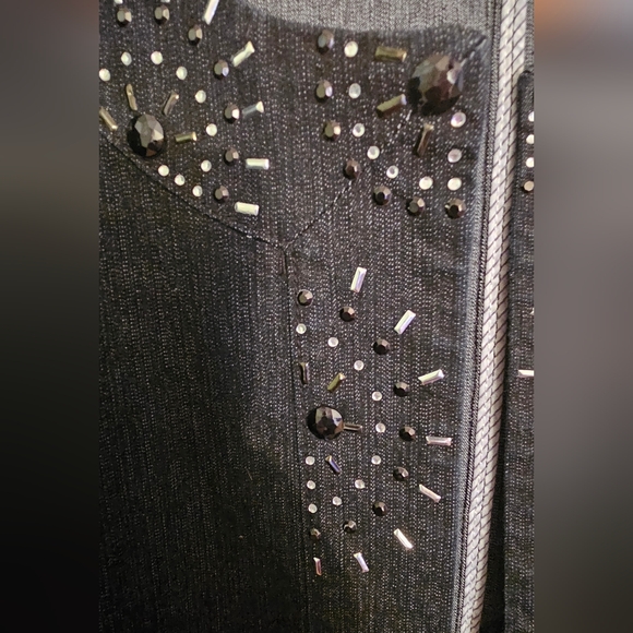 Catherines Brand - Dark Blue/Black Open Front Jacket with Studded Design - Picture 3 of 6